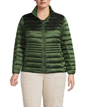 Lands' End Plus Size Wanderweight Packable Down Jacket - Green