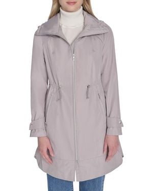 Cole Haan Travel Packable Hooded Rain Jacket - Purple