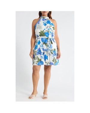 Sugarlips Zurie Siana Floral Halter Dress - Blue