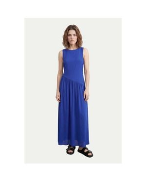 Warehouse Dropped Waist Chiffon Tiered Maxi Dress - Blue