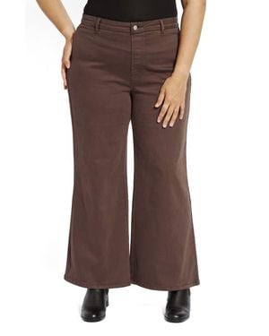 Lyssé Iris Flat Front Wide Leg Jeans - Brown