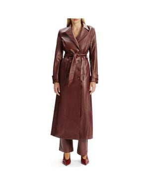 Bardot Double Breasted Faux Leather Longline Coat - Red