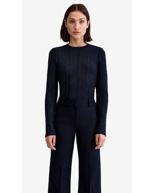 Smythe Pointelle Knit Crewneck - Blue