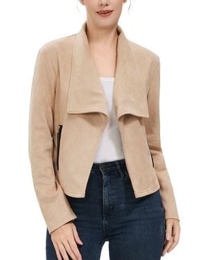 Kimi + Kai Faux Suede Open Front Jacket - Blue