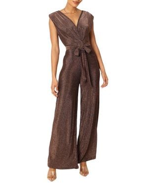 Petal & Pup Nora Metallic Wide Leg Jumpsuit - Brown