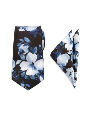 Cufflinks Inc. Floral Silk Tie & Pocket Square - Blue