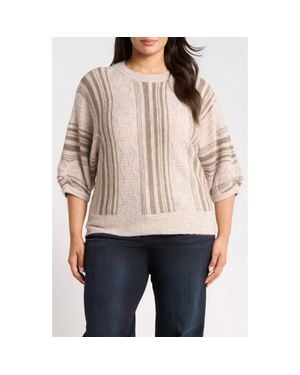 Wit & Wisdom Striped Dolman Sleeve Sweater - Natural