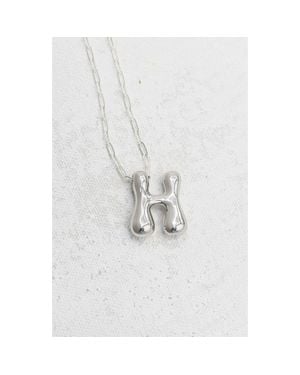 Emerson & Oliver Small Paperclip Necklace With Letter Charm - White