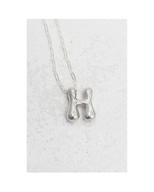 Emerson & Oliver Small Paperclip Necklace With Letter Charm - White