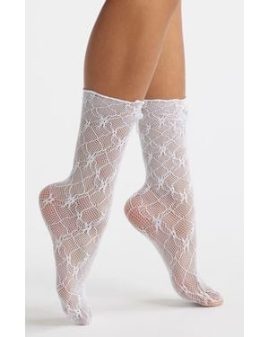 Stems Love Lace Bow Socks - White