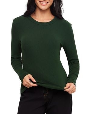 Karen Kane Ribbed Long Sleeve Crewneck Top - Green