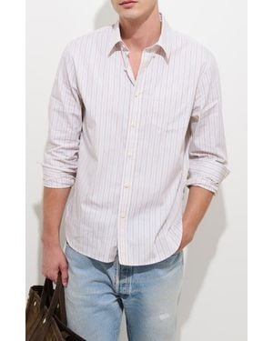Alex Mill Striped Cotton Poplin Button Down Shirt - White