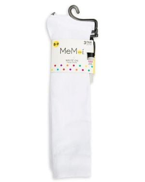 Memoi Write On Camp Kids Knee High Socks 3-Pack - White