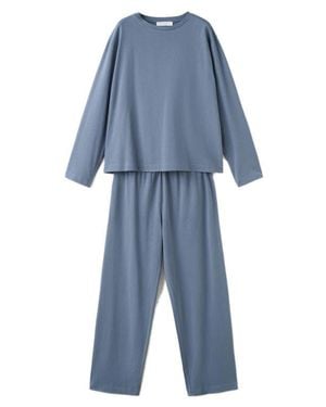 Mango Plain Cotton Pajamas - Blue