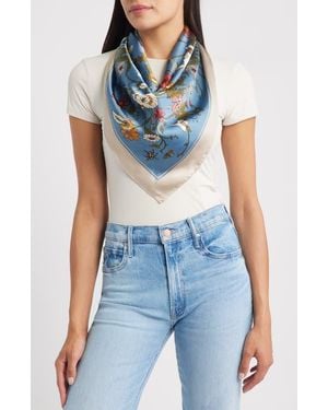 Tasha Floral Satin Scarf - Blue