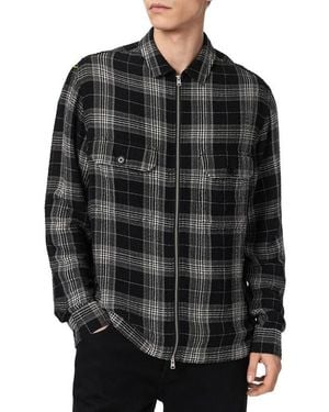 AllSaints Miwok Plaid Cotton Zip Jacket - Black