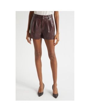 Alice + Olivia Conry High Waist Faux Leather Shorts - Brown