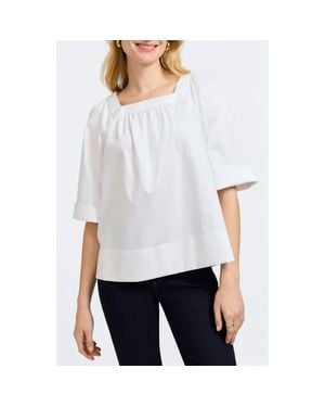 Foxcroft Square Neck Cotton Blend Top - White
