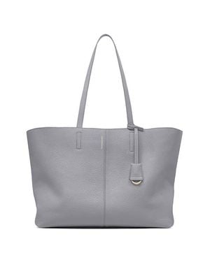 Maison De Sabre Large Leather Snap Soft Tote - Gray