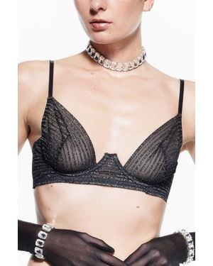 Mers Silk Silvery Bra - Black