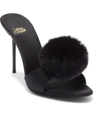 Jeffrey Campbell Shopaholic Faux Fur Pom Slide Sandal - Black