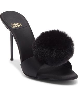 Jeffrey Campbell Shopaholic Faux Fur Pom Slide Sandal - Black