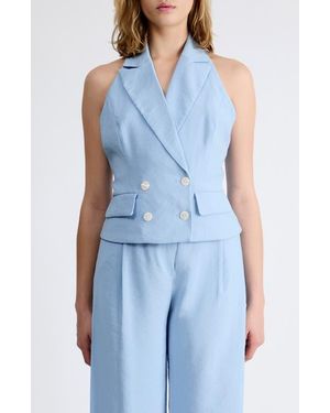 Extro & Vert Mia Tailored Double Breasted Top - Blue
