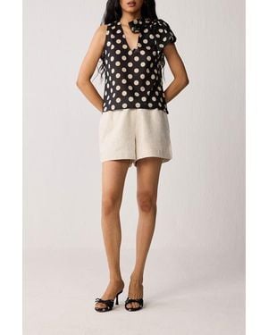 REISTOR V-Neck Top With Bow Detail - Multicolor
