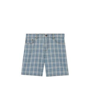 Burberry Check Denim Shorts - Blue