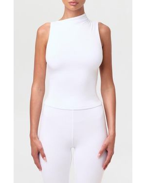 Naked Wardrobe Smooth Asymmetric Neck Sleeveless Top - White