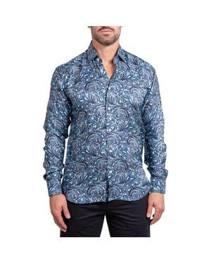 Maceoo Fibonacci Ascension 0219 Paisley Contemporary Fit Button-Up Shirt - Blue