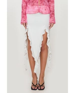Princess Polly Peachey Asymmetric Ruffle Skirt - White