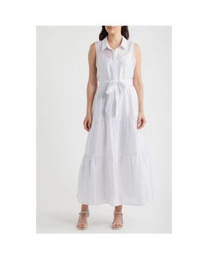 Halogen® Polka Dot Midi Shirtdress - White
