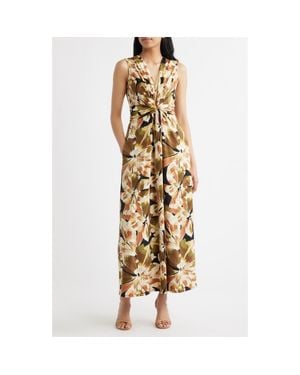 Anne Klein Twist Front Sleeveless Maxi Dress - Metallic