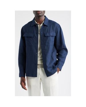 Nordstrom Linen Shirt Jacket - Blue