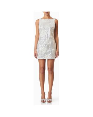 Elliatt Caledonia Floral Embroidered Sequin Shift Dress - White