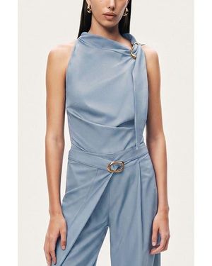 Nocturne Asymmetric Buckle-Detail Blouse - Blue
