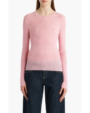 KHAITE Mosi Long Sleeve Silk Tulle Top - Red
