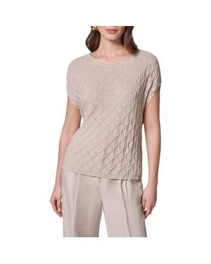 Donna Karan Texture Short Sleeve Sweater - Brown