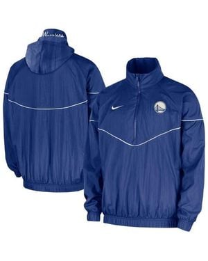 Nike Golden State Warriors Courtside Windrunner Woven Half-Zip Hooded Jacket - Blue