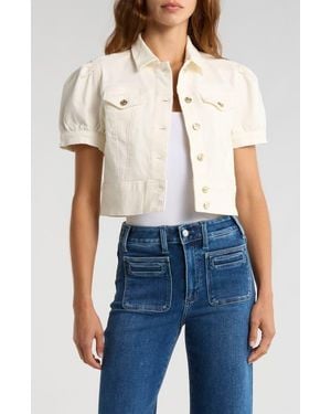 PAIGE Kendra Short Sleeve Crop Denim Jacket - Natural