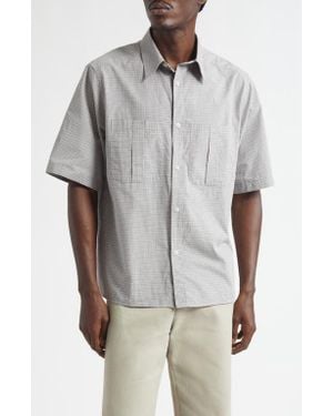De Bonne Facture Painters Short Sleeve Organic Cotton Button-Up Shirt - Gray