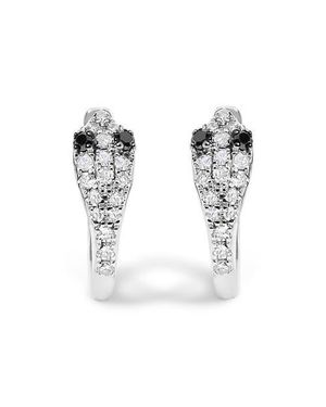 Haus of Brilliance 10K 1/5 Cttw Diamond Snake Eyes Huggy Hoop Earrings - Black