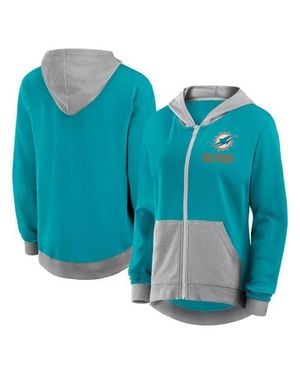 LOGO ATHLETIC Miami Dolphins Hit It French Terry Full-Zip Hoodie - Blue
