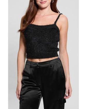 Guess Keyla Rhinestone Strap Sweater Tank - Black