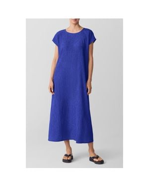 Eileen Fisher Short Sleeve Jacquard Maxi Dress - Blue