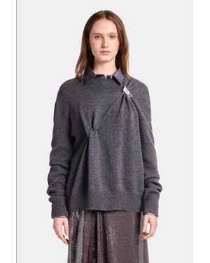 Kate Barton Draped Merino Cashmere Sweater - Brown