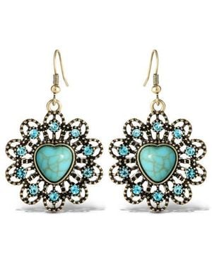 Jessica Simpson Stone Ornate Heart Earrings - Green