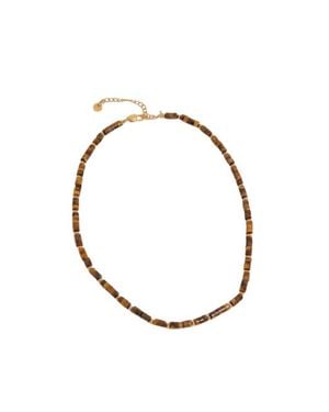 ADIBA Horizon Tiger Eye Stainless Steel Necklace - Metallic