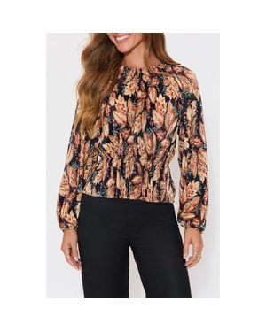 Vici Collection Verona Floral Plissé Peplum Top - Black